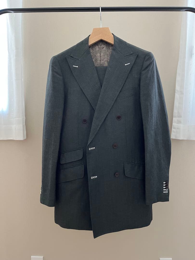 【超美品】カーキ グリーンスーツセット (ジャケット・スラックス)