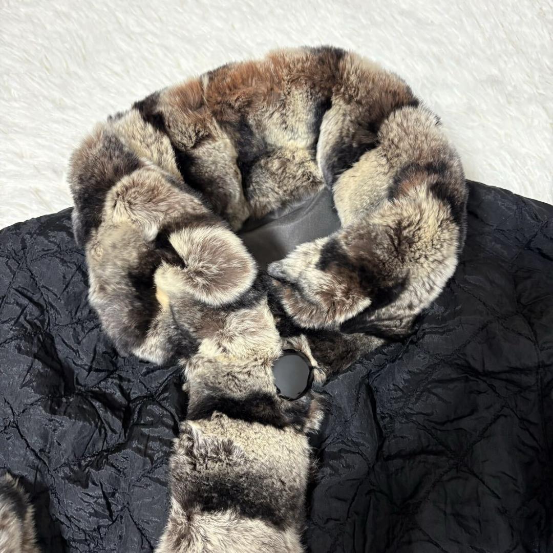 おりり 着丈100cm 本毛皮 ファーコート チンチラファー リバーシブル