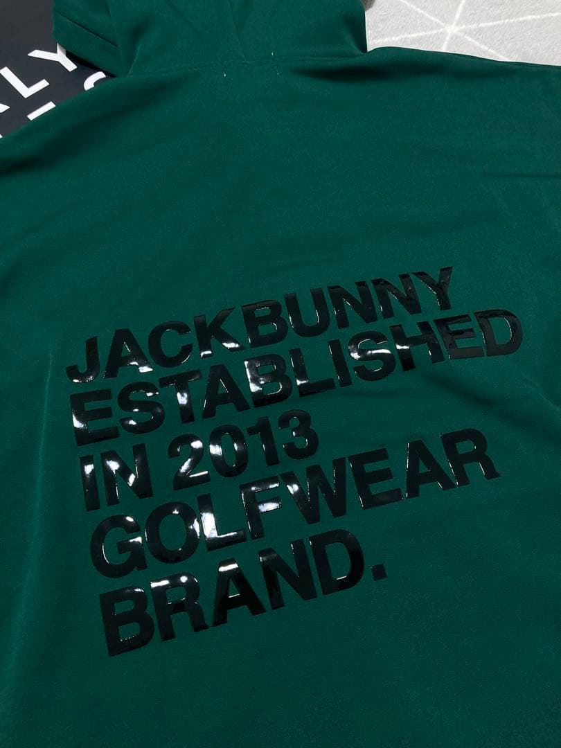 新品 パーリーゲイツ ジャックバニー ソフトタッチ 裏起毛パーカー(5)L/緑