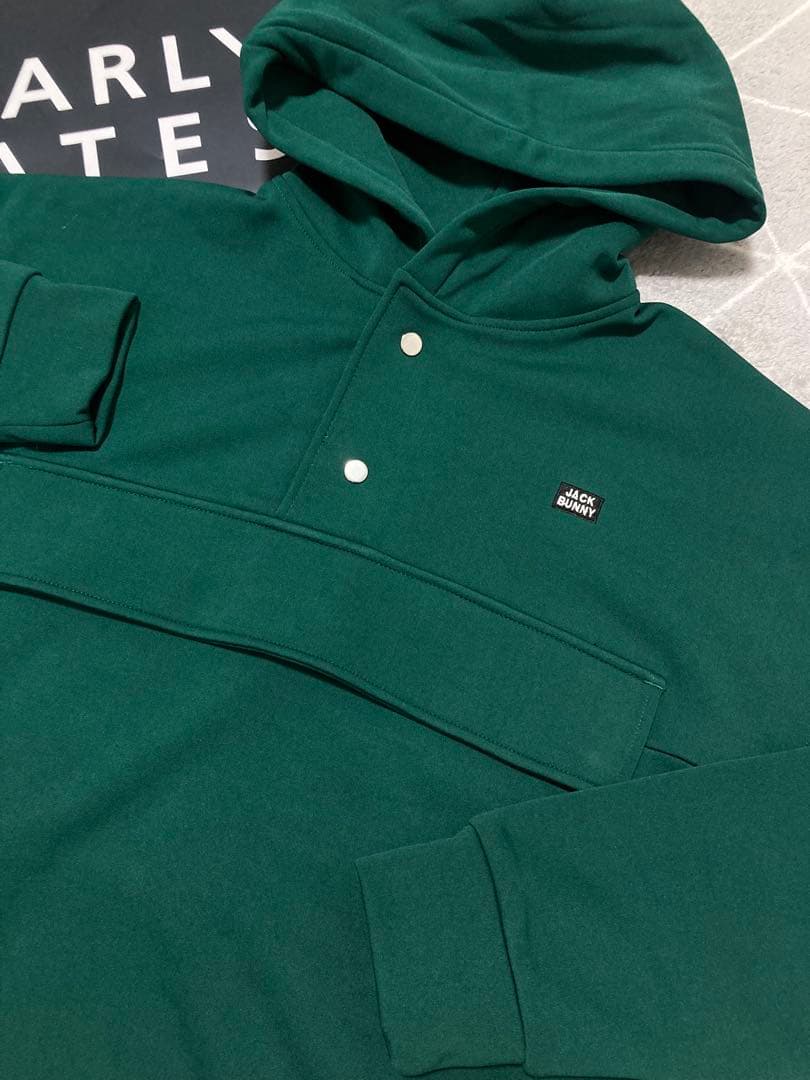 新品 パーリーゲイツ ジャックバニー ソフトタッチ 裏起毛パーカー(5)L/緑