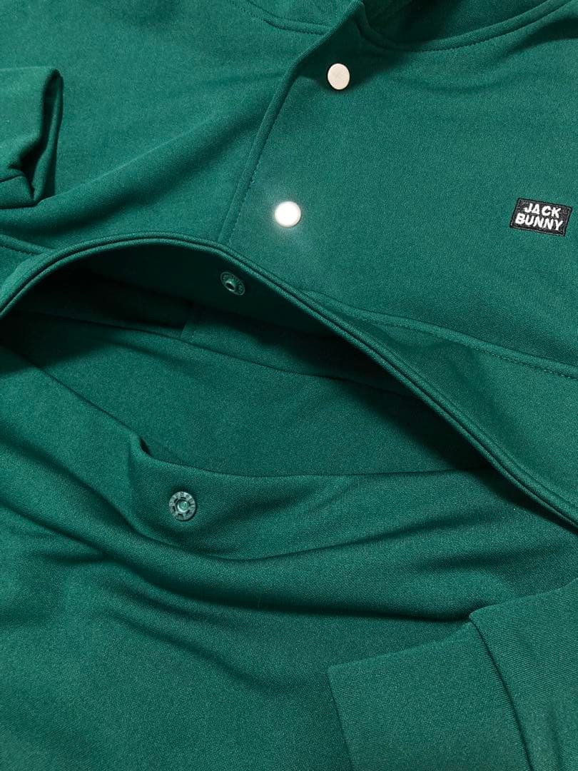 新品 パーリーゲイツ ジャックバニー ソフトタッチ 裏起毛パーカー(5)L/緑