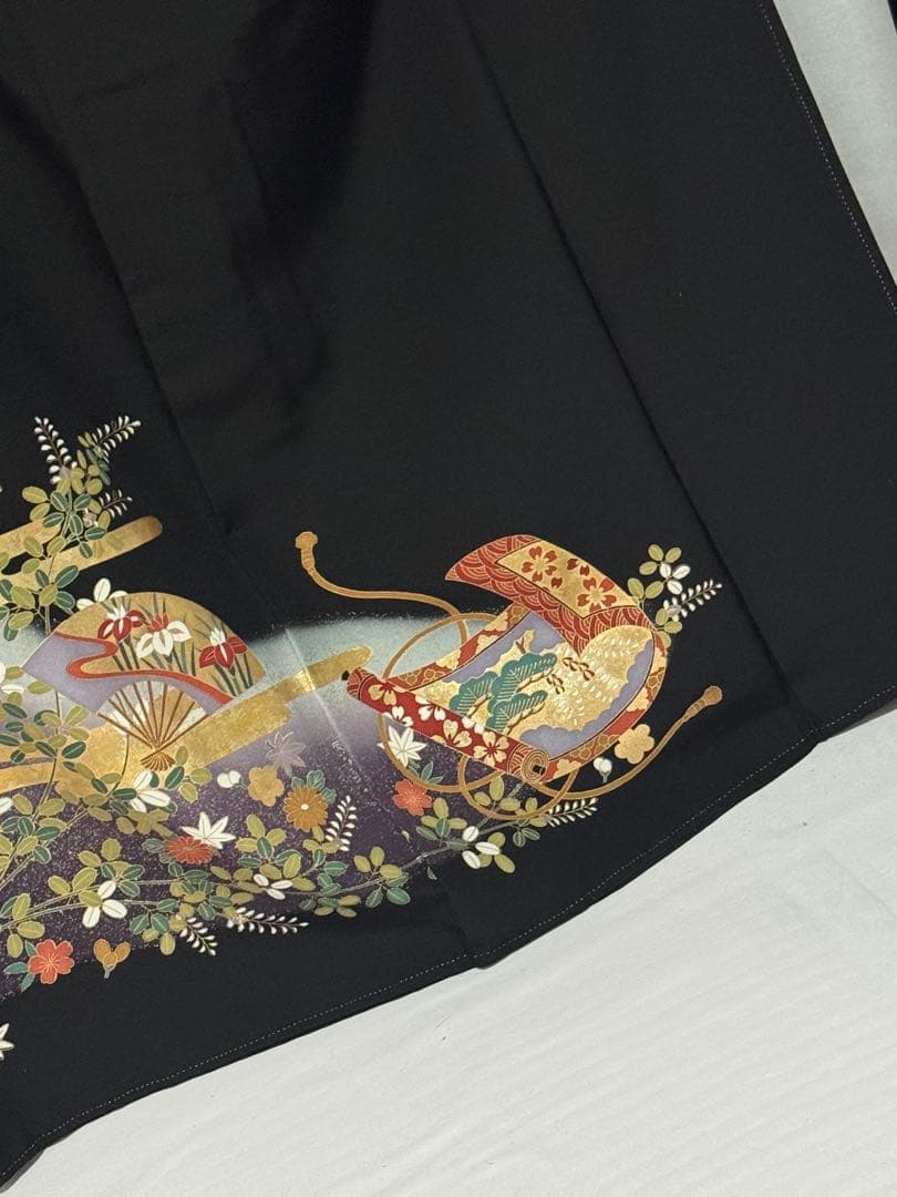 [ネピネピ] 黒留袖　正絹　比翼付き　紋入り　礼装　フォーマル　結婚式