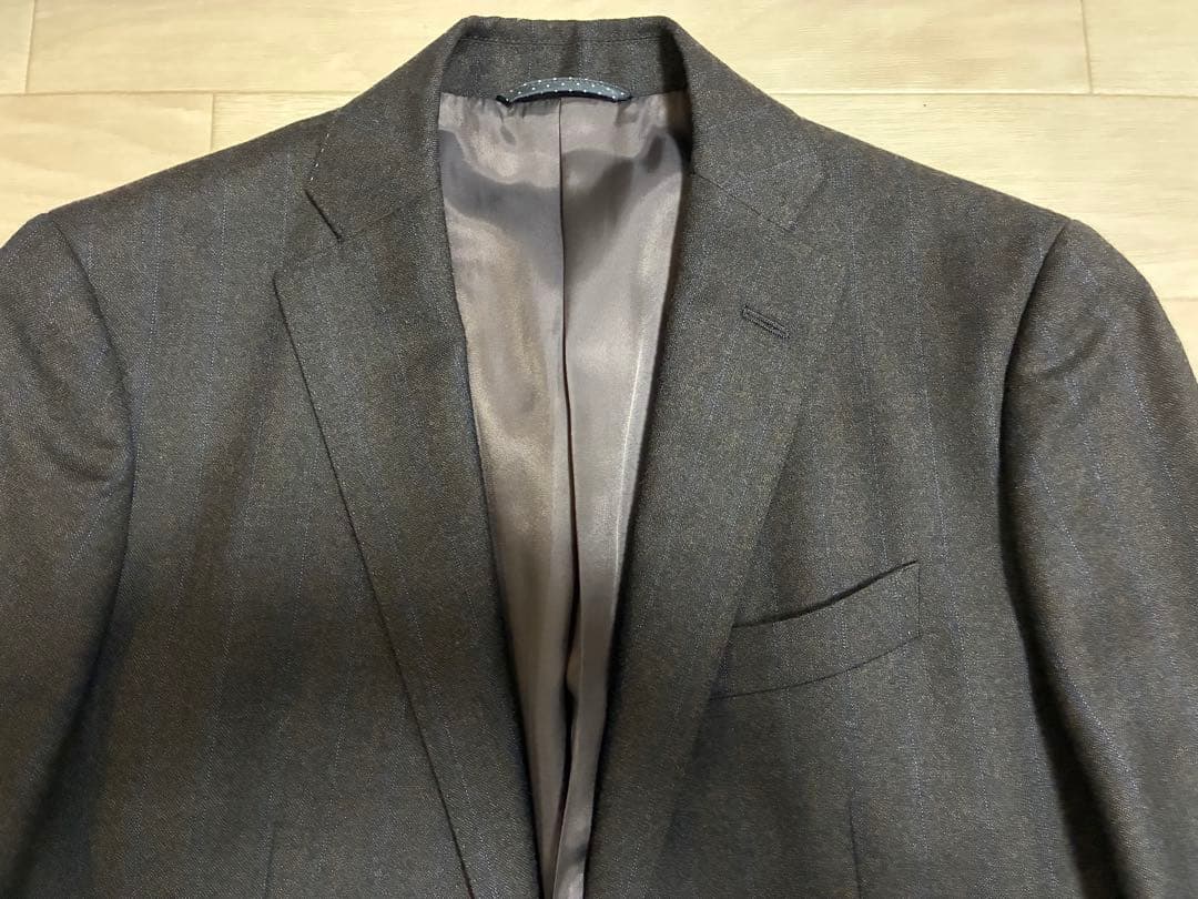 【E.thomas・美品・160-8】サキソニー ブラウン スーツ