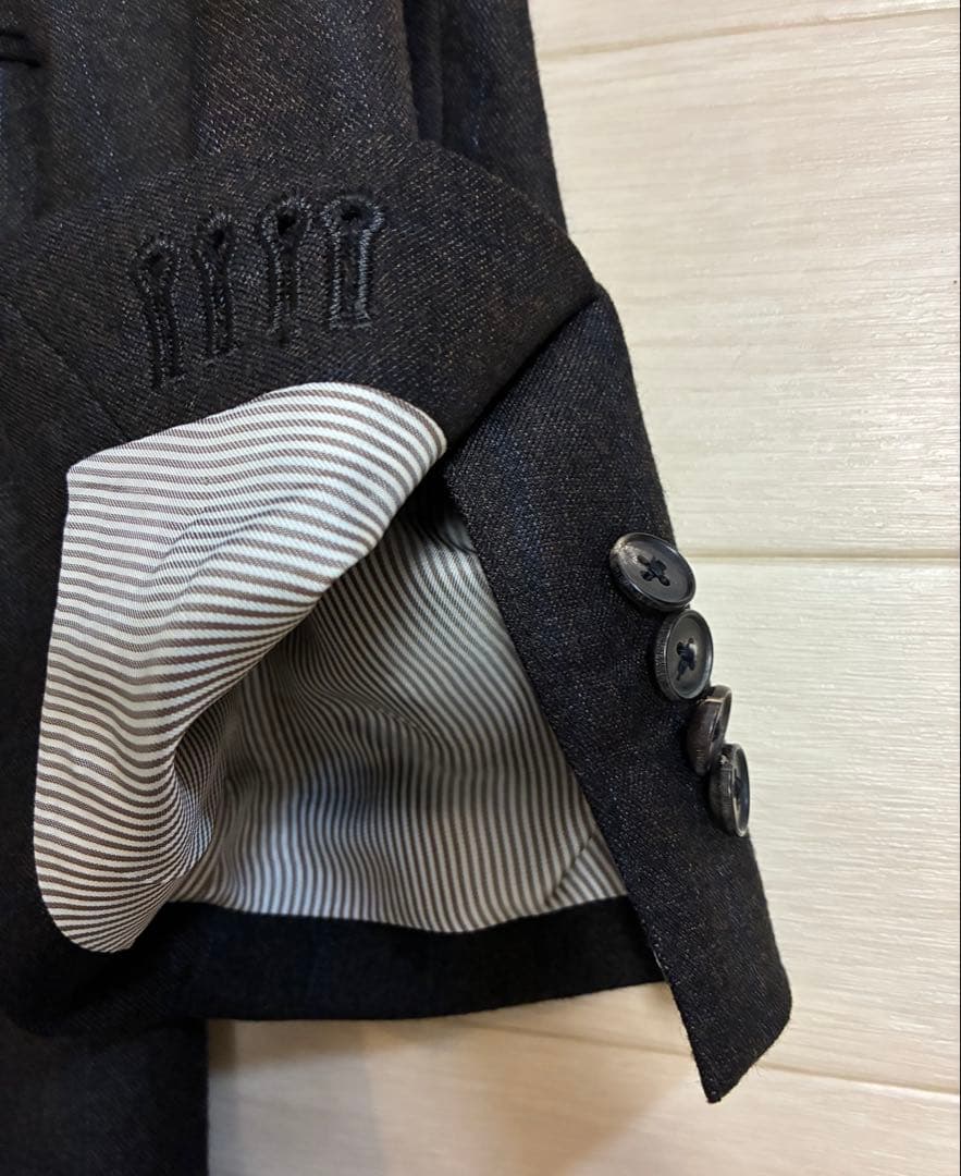 【E.thomas・美品・160-8】サキソニー ブラウン スーツ