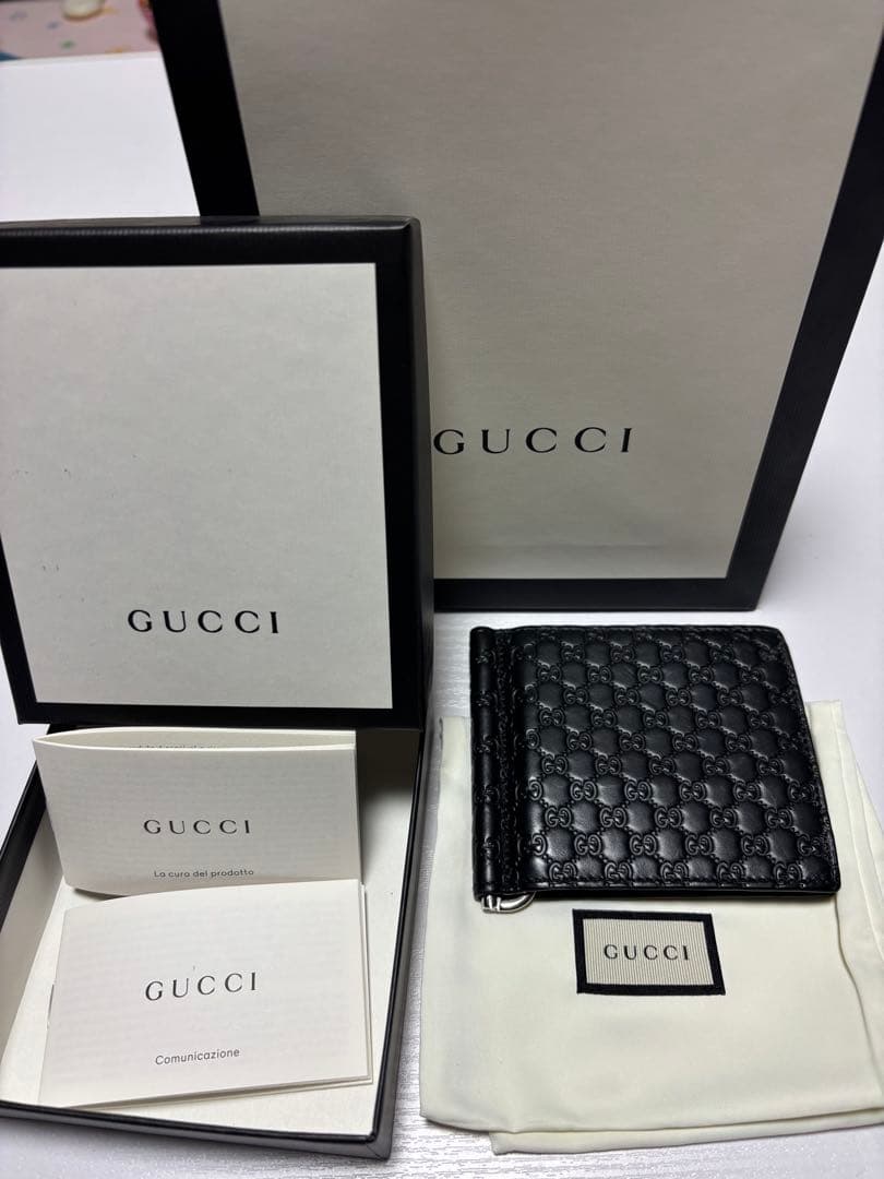 グッチ　マネークリップ　マイクロシマレザー