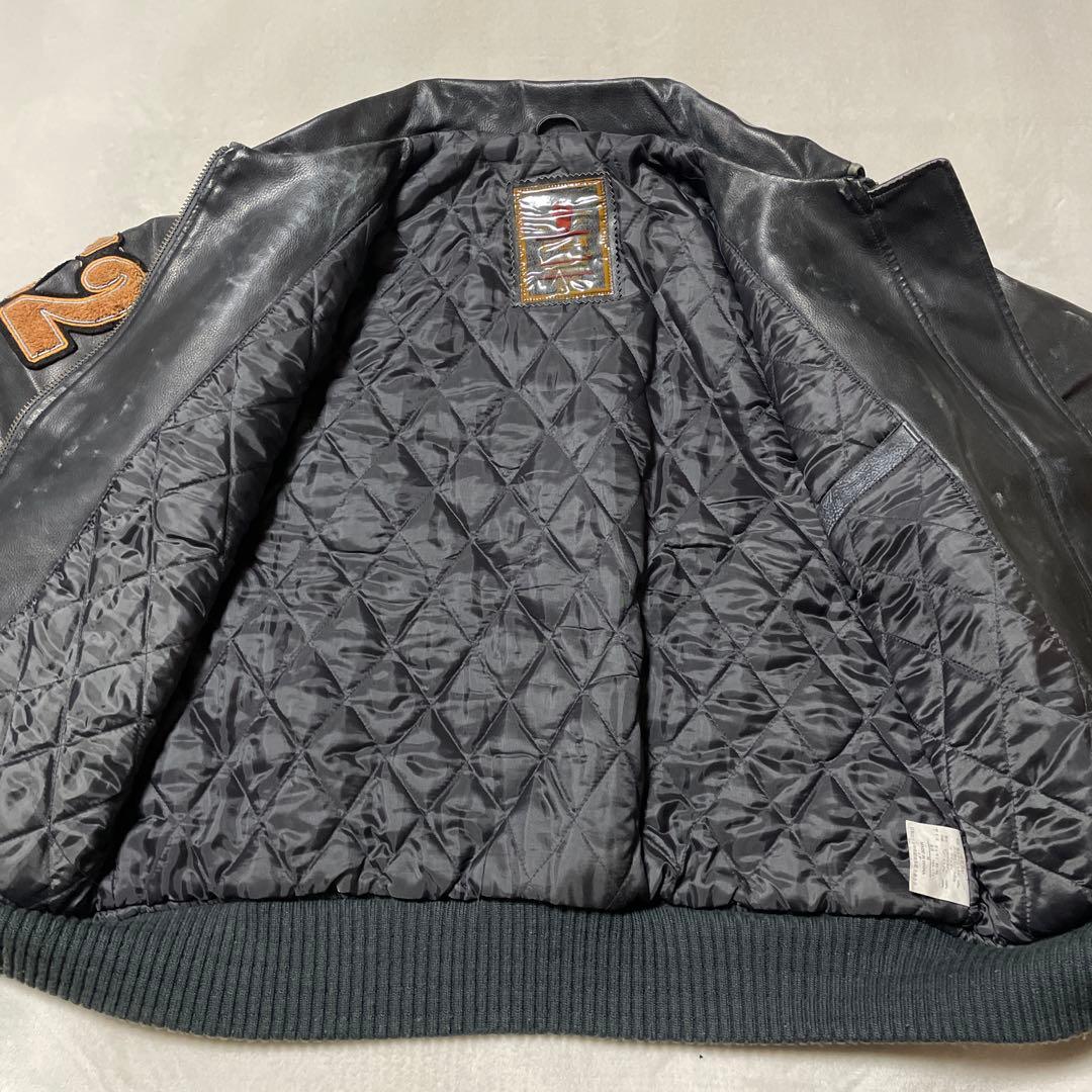 【オールレザー】GARAM スタジャン A-2 バーシティ オールブラック