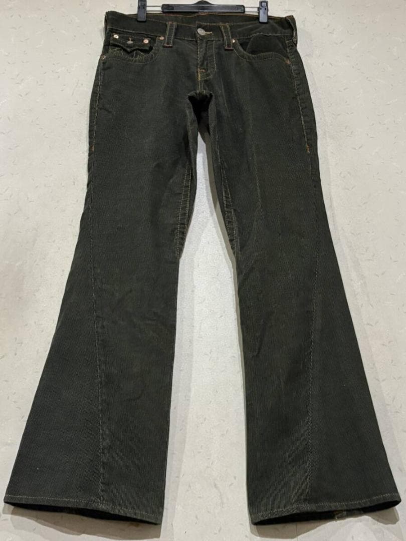 トゥルーレリジョン JOEY コーデュロイパンツオリーブ 米国製 30