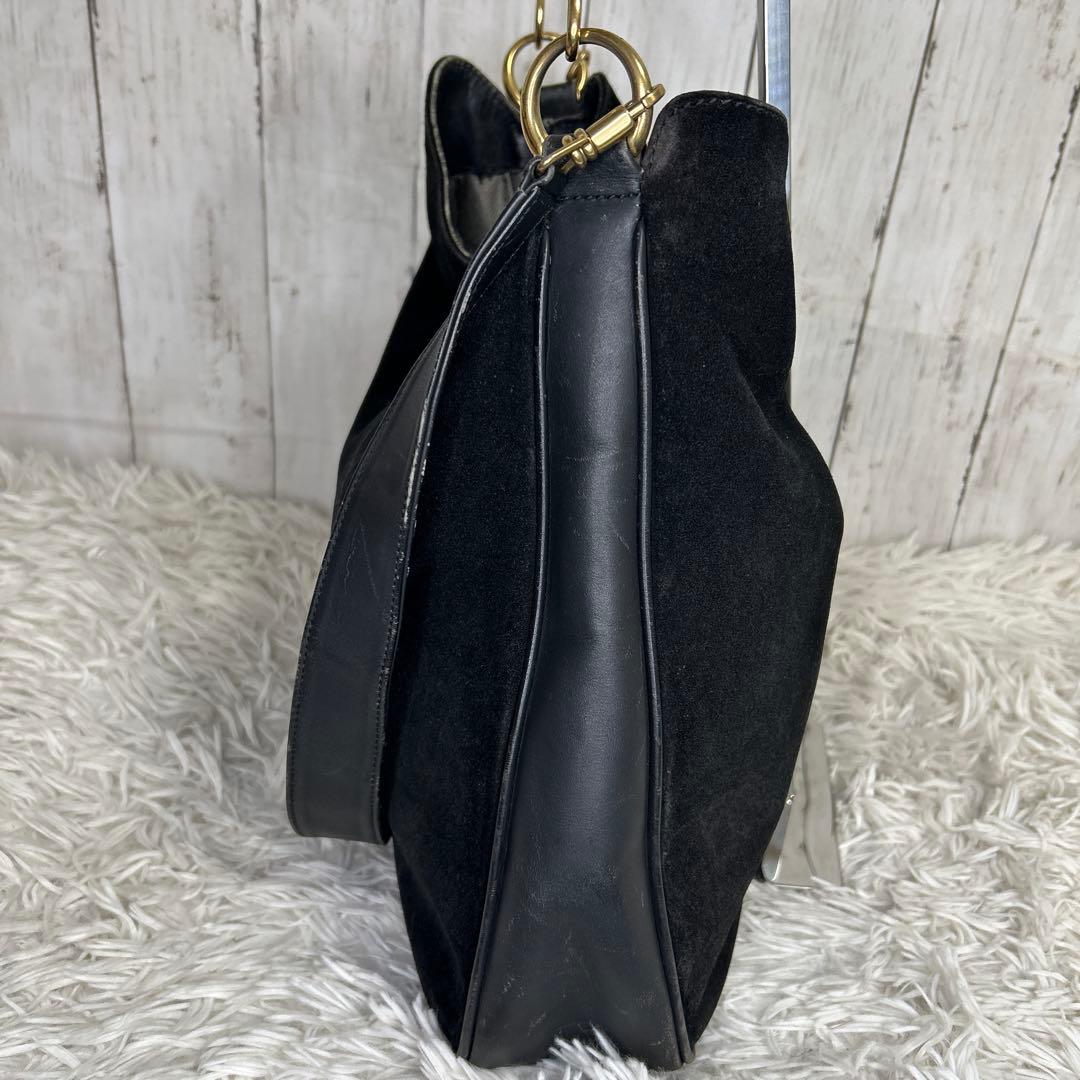 GUCCI バンブー　ショルダーバッグ　ハンドバッグ　スエード　レザー　黒