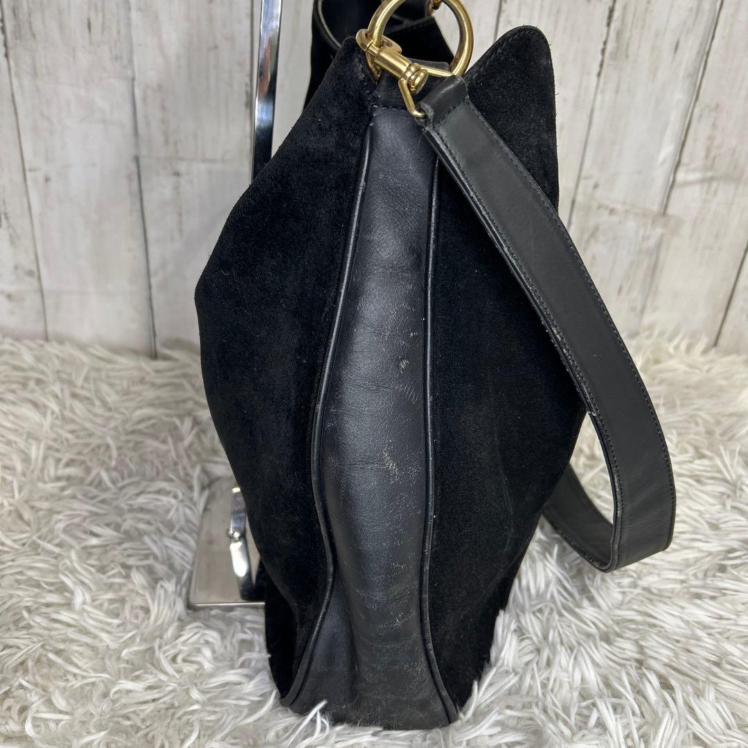 GUCCI バンブー　ショルダーバッグ　ハンドバッグ　スエード　レザー　黒