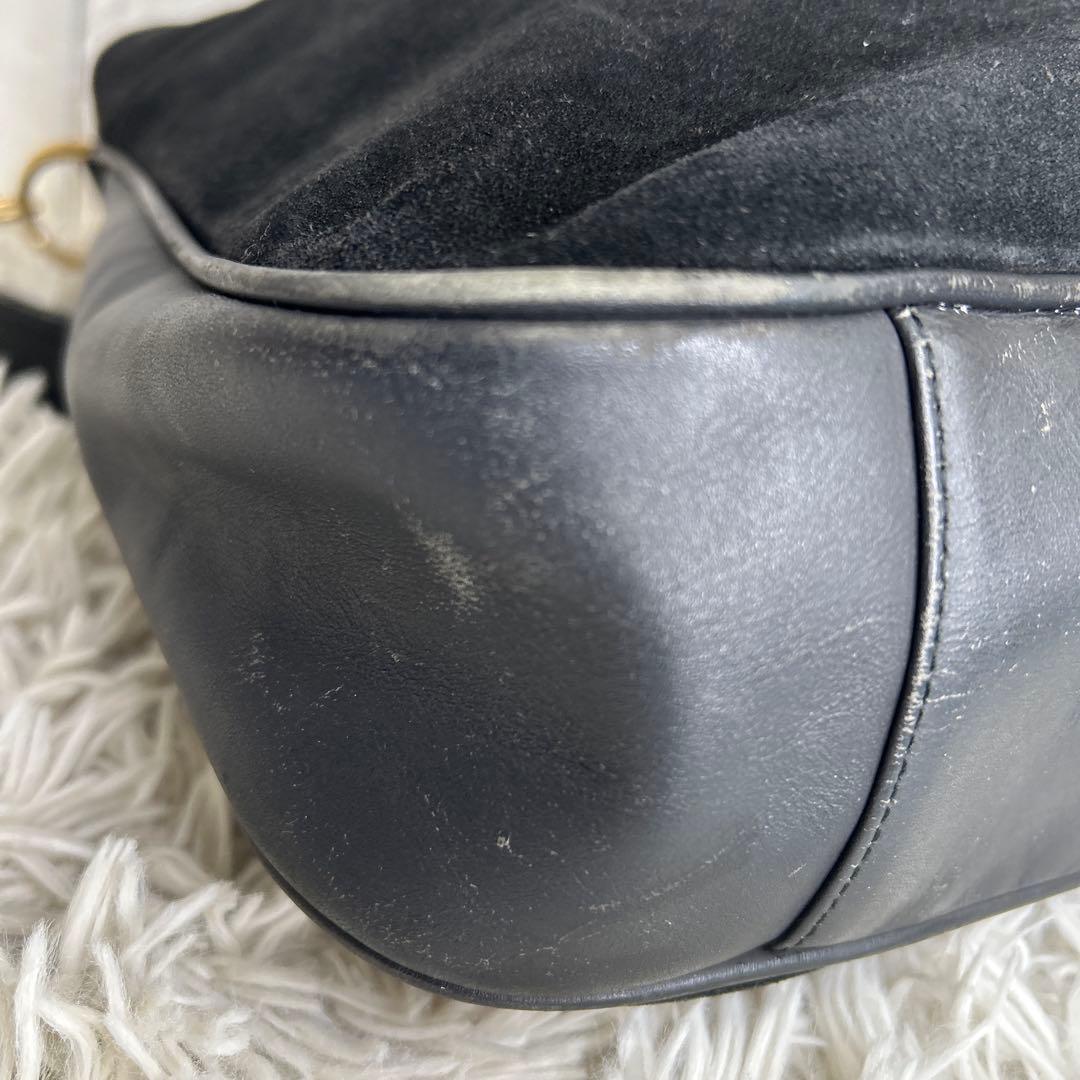 GUCCI バンブー　ショルダーバッグ　ハンドバッグ　スエード　レザー　黒