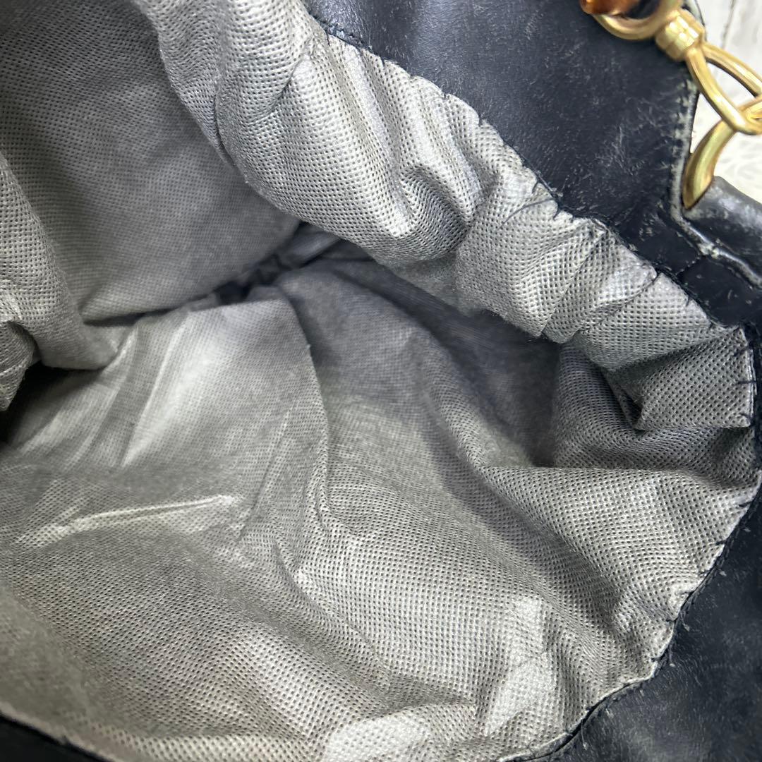 GUCCI バンブー　ショルダーバッグ　ハンドバッグ　スエード　レザー　黒