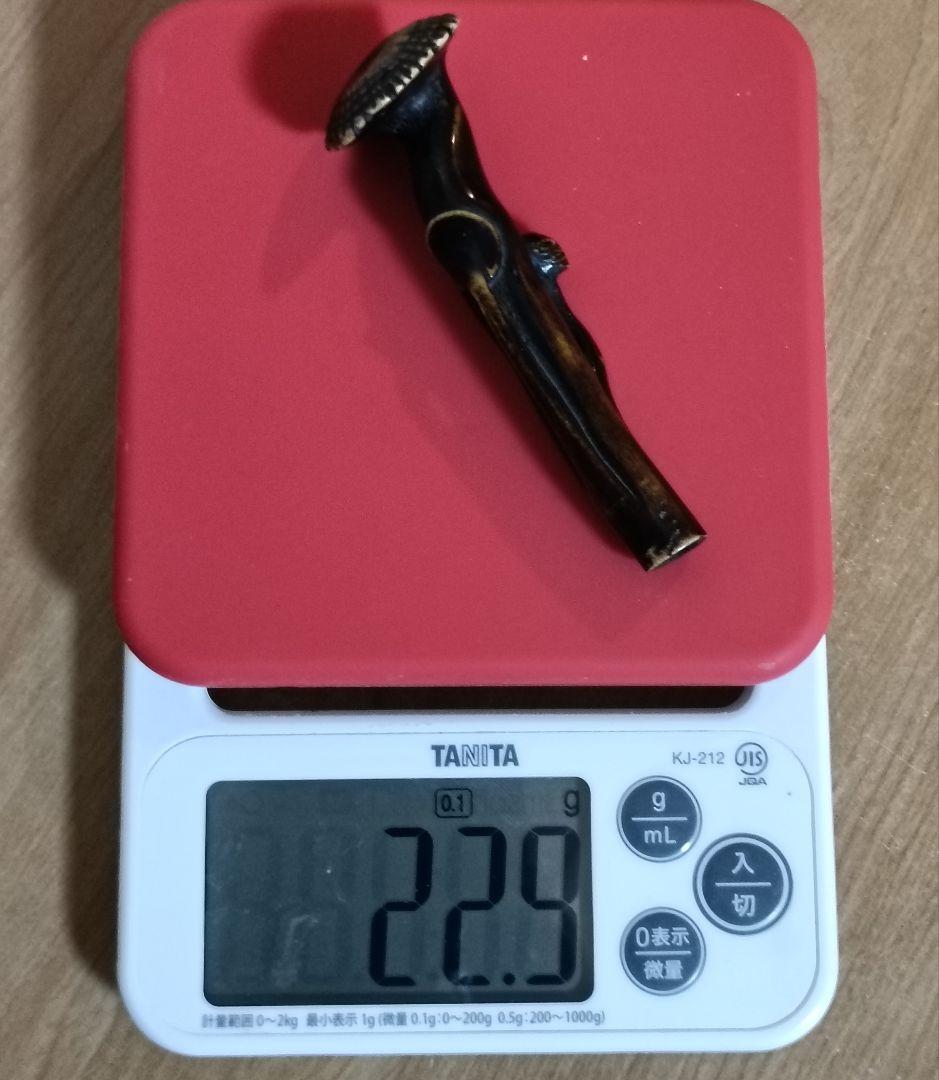 鹿角茸差し根付　古根付　鹿角彫刻根付　時代物　差し根付