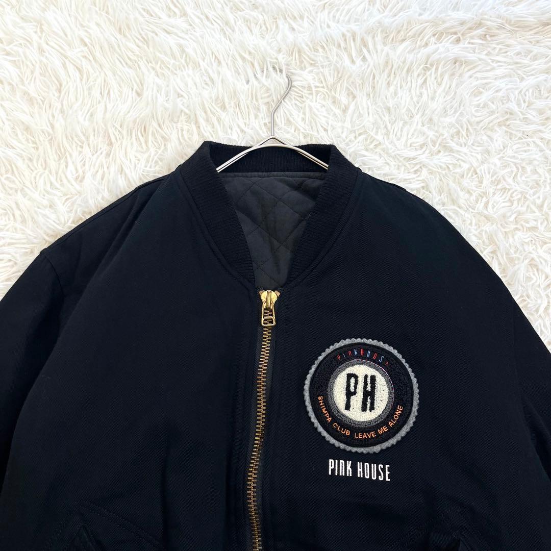 希少✨ ピンクハウス ブルゾン ワッペン 刺繍ロゴ 中綿キルティング 綿100
