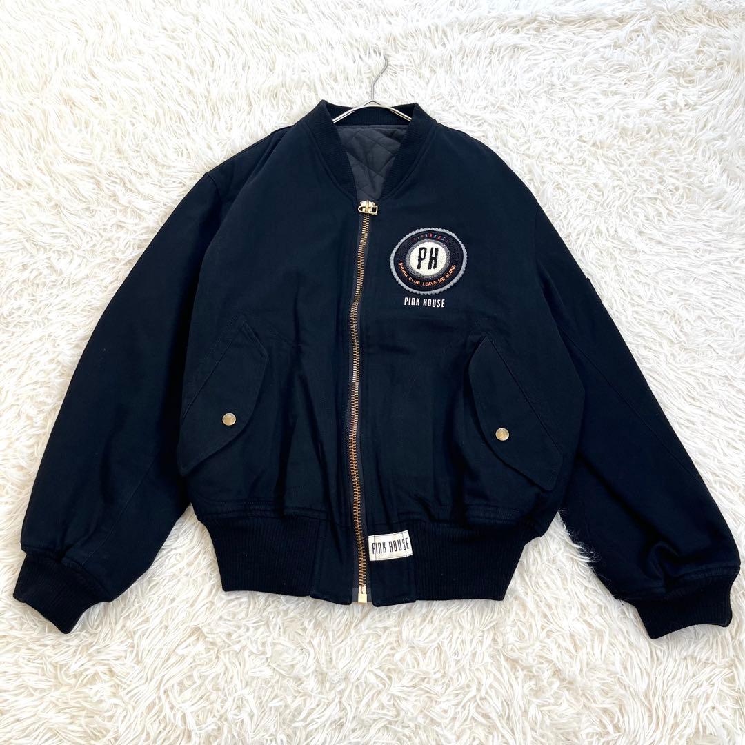 希少✨ ピンクハウス ブルゾン ワッペン 刺繍ロゴ 中綿キルティング 綿100