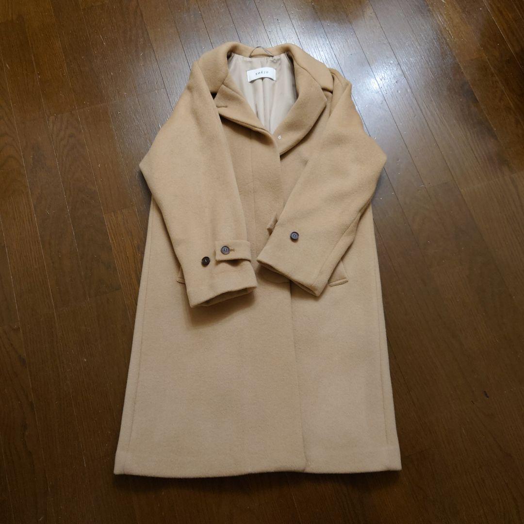 SOEJUソージュ ジーロンラムステンカラーコートキャメルM