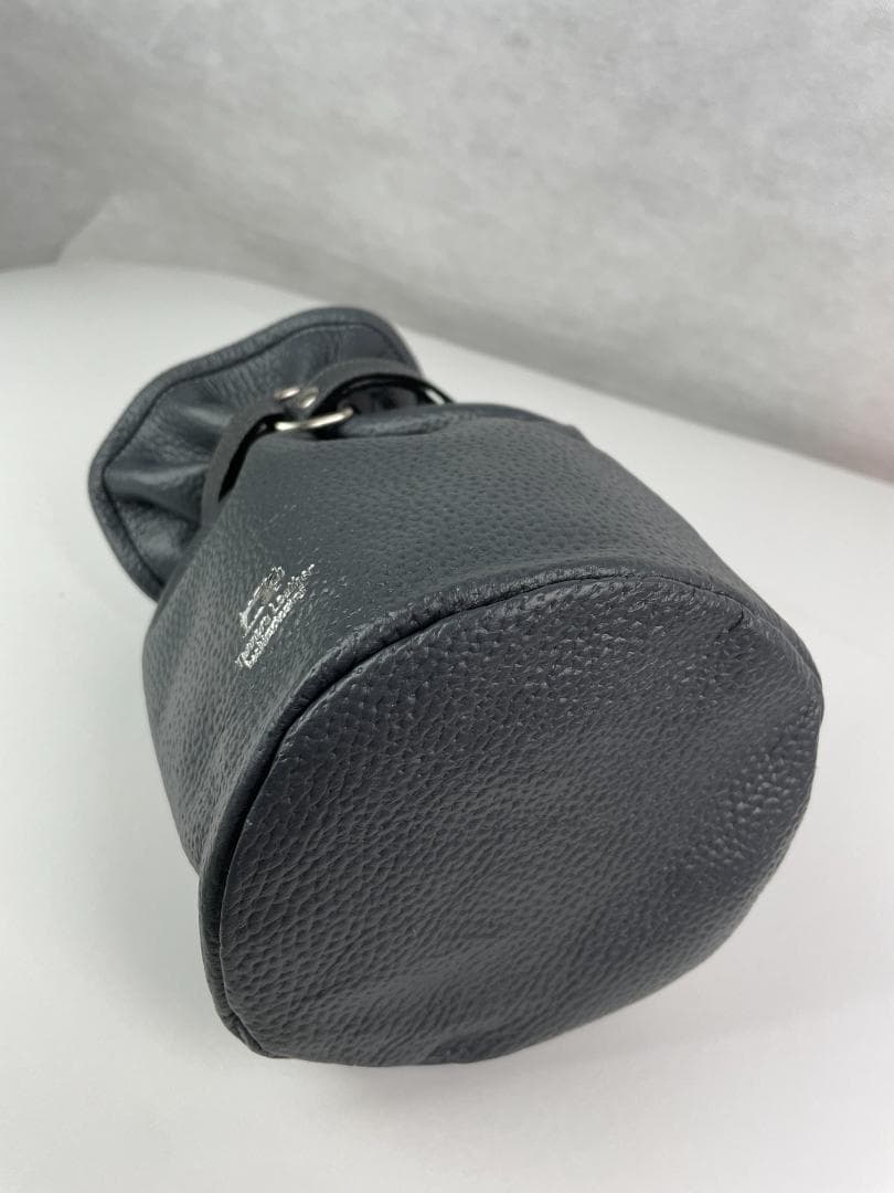 本革巾着バック グレー メンズ 大人レザーHashimoto 匠の技 日本製