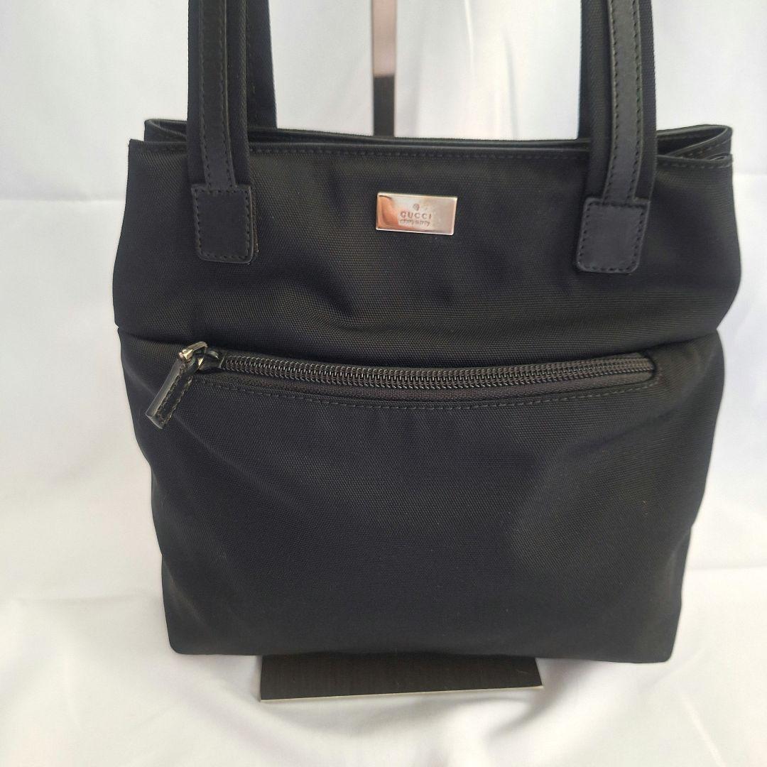 【美品】GUCCI レザー ナイロン ミニトートバッグ ブラック イタリア製