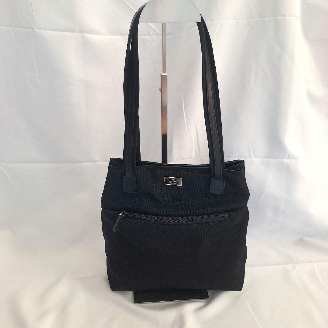 【美品】GUCCI レザー ナイロン ミニトートバッグ ブラック イタリア製