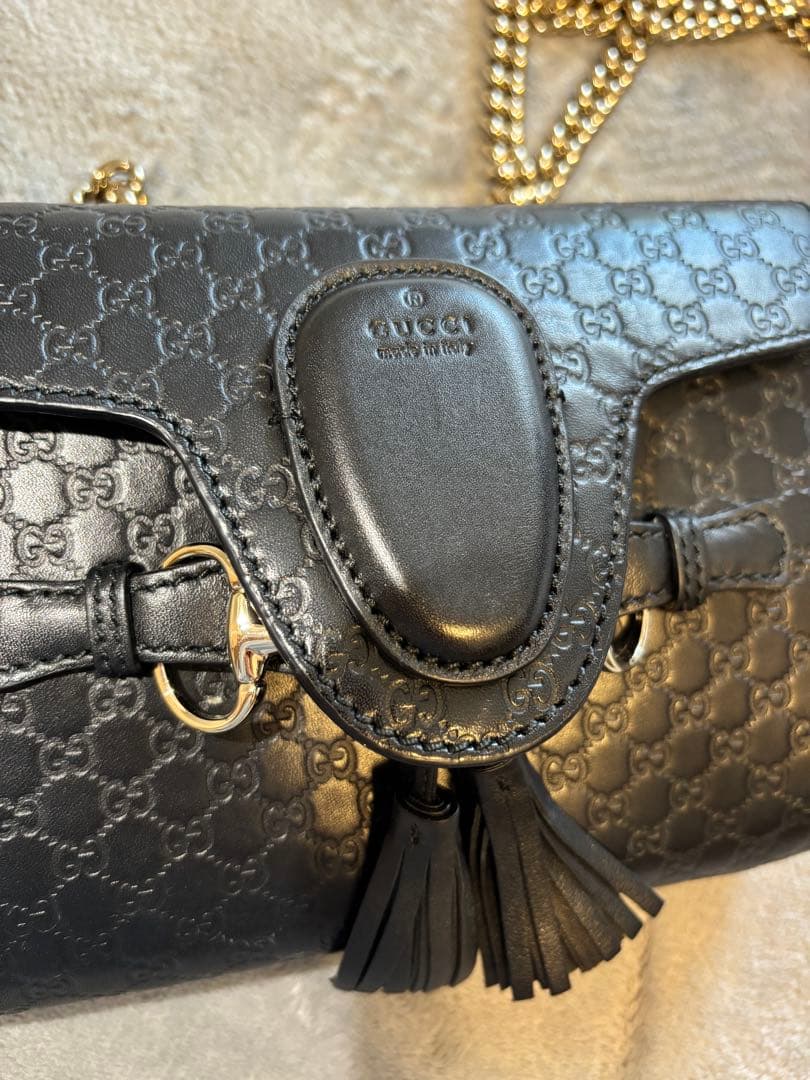 【美品】超レア　Gucci GGパターン ブラック クラッチバッグ　チェーン