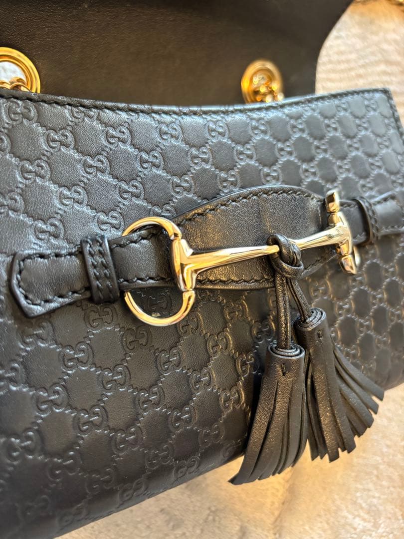 【美品】超レア　Gucci GGパターン ブラック クラッチバッグ　チェーン