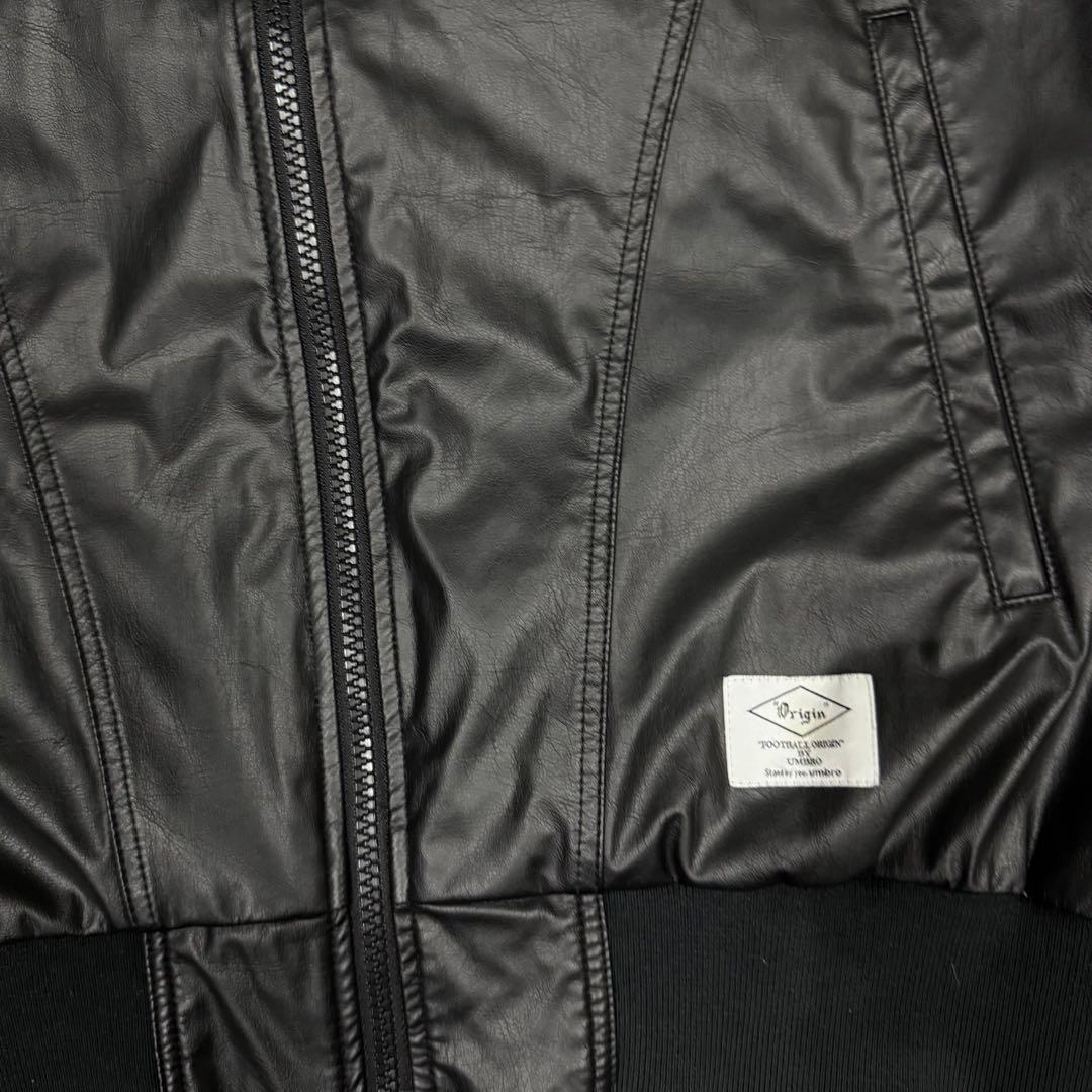 00s y2k umbro レザー　トラックジャケット　ロゴ　ブラック　希少