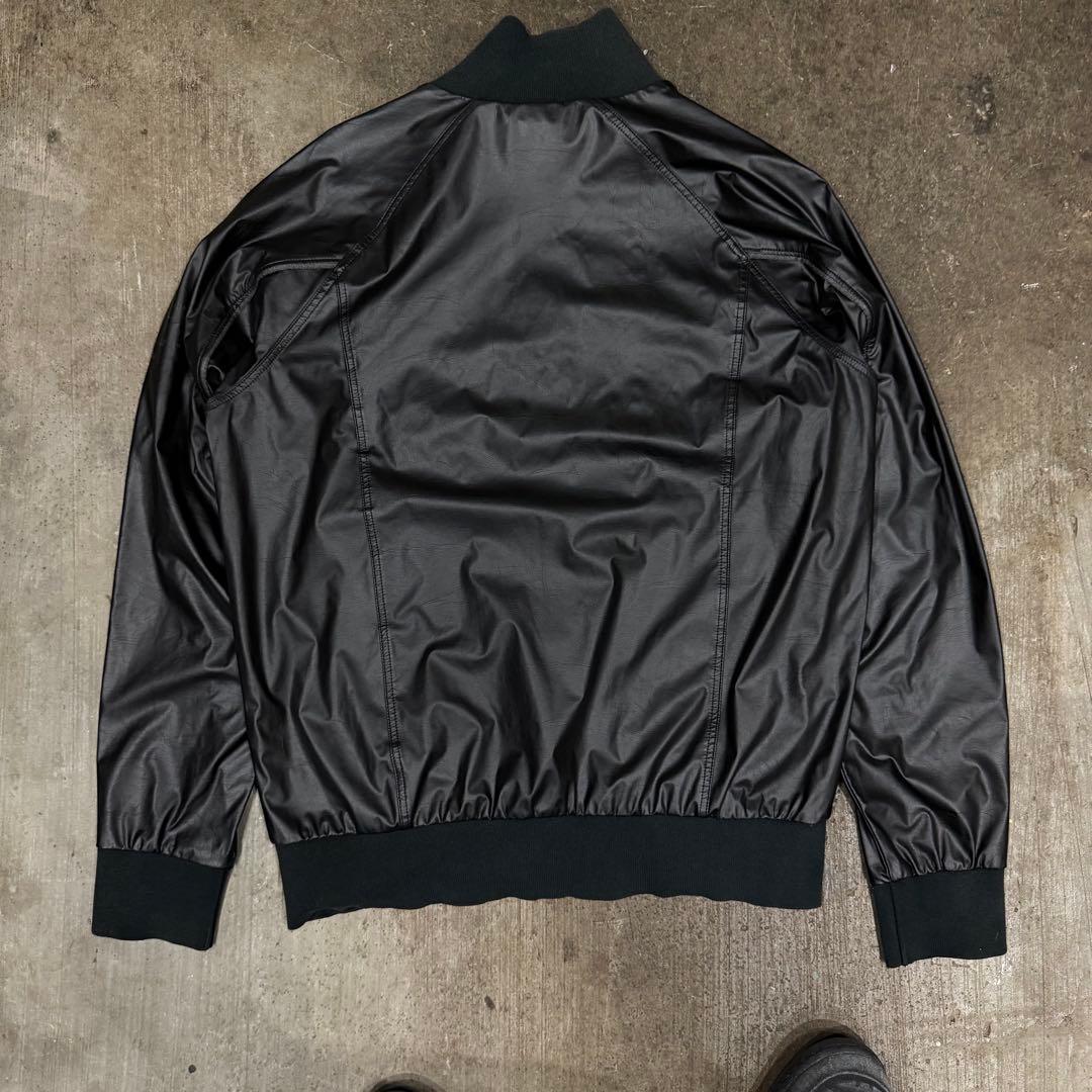 00s y2k umbro レザー　トラックジャケット　ロゴ　ブラック　希少
