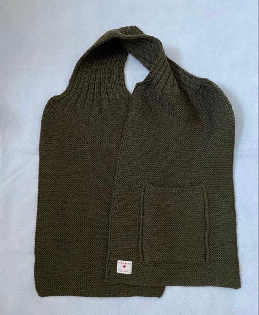 リアルマッコイズ マフラー　ウール100% オリーブ