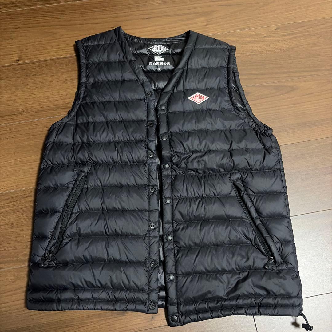 PANTON ブラック ダウンベスト 38