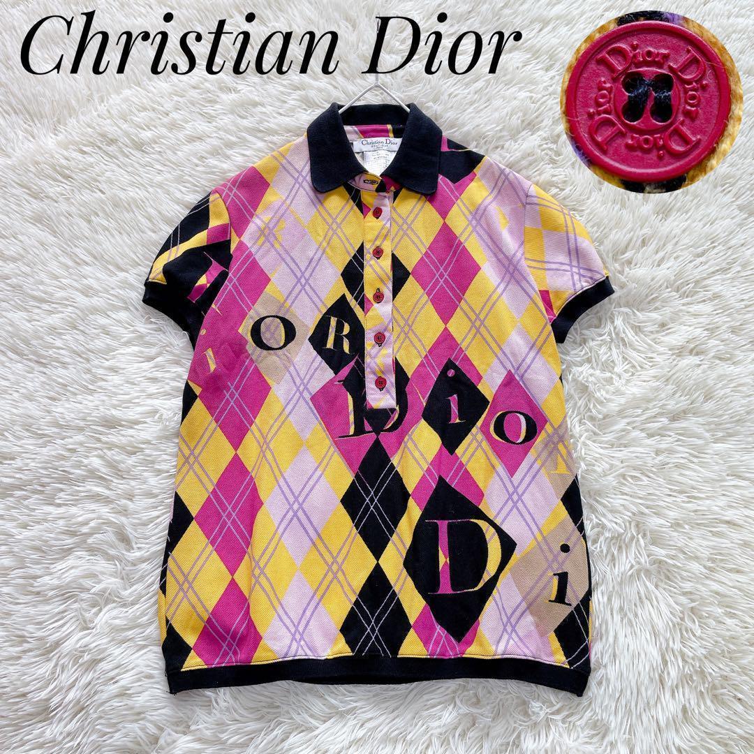 【激レア】Christian Dior　半袖ポロシャツ　ガリアーノ期　総柄　L