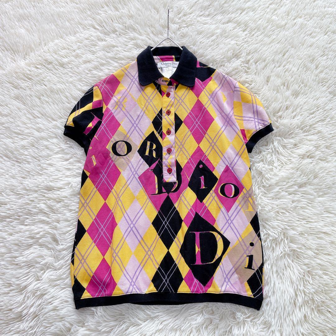 【激レア】Christian Dior　半袖ポロシャツ　ガリアーノ期　総柄　L