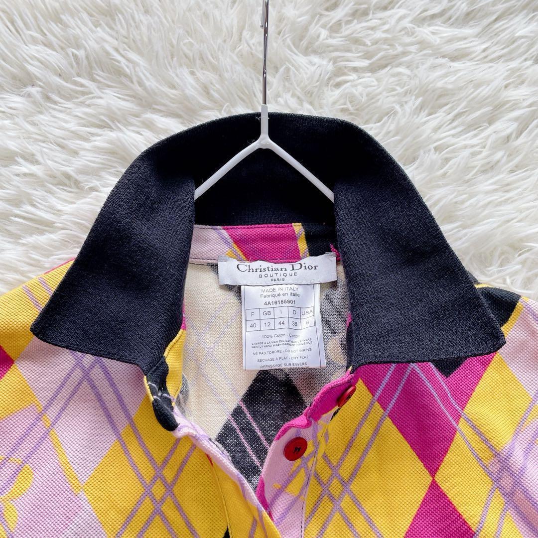 【激レア】Christian Dior　半袖ポロシャツ　ガリアーノ期　総柄　L