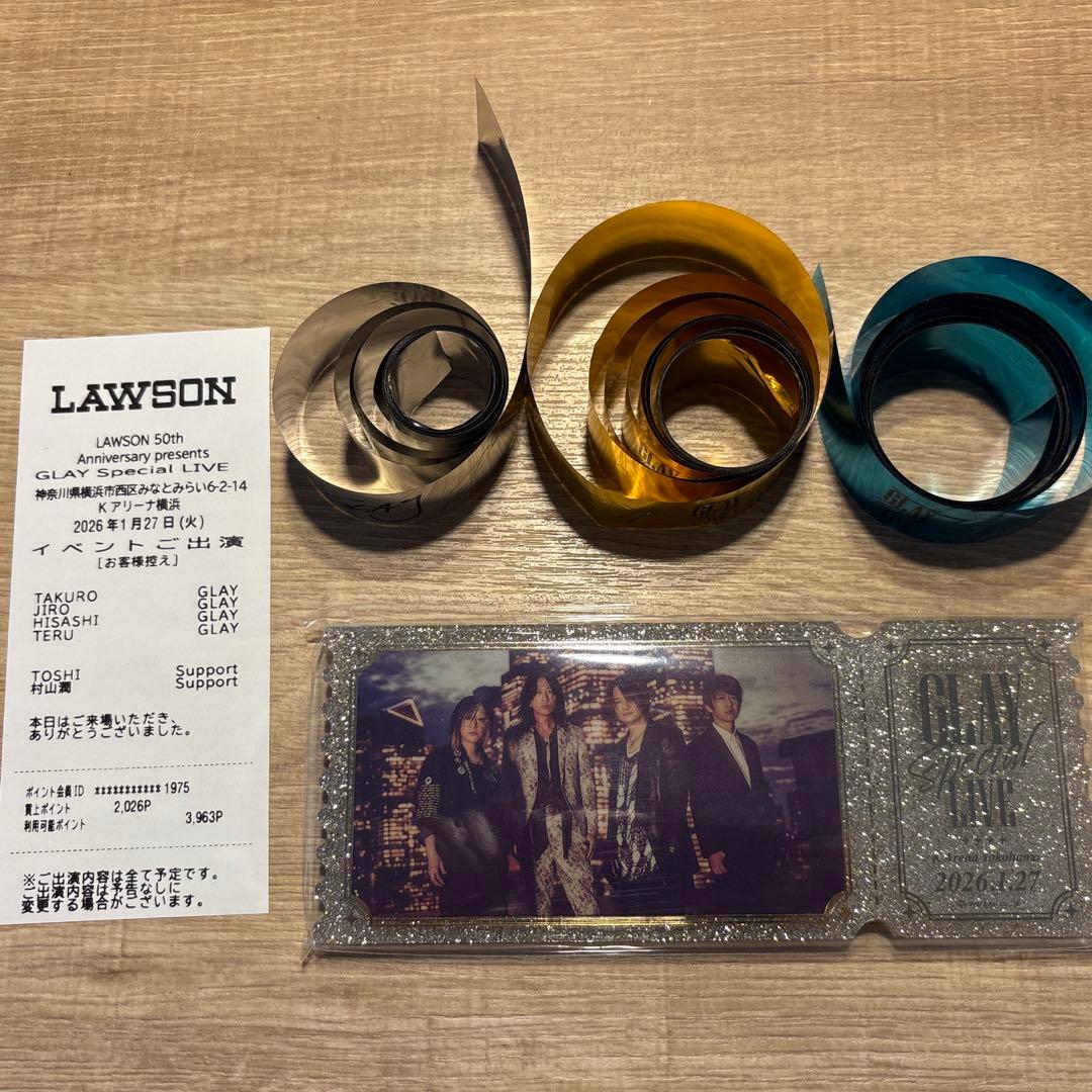 GLAY Special LIVE記念アクリルブロック&銀テープ＆レシート