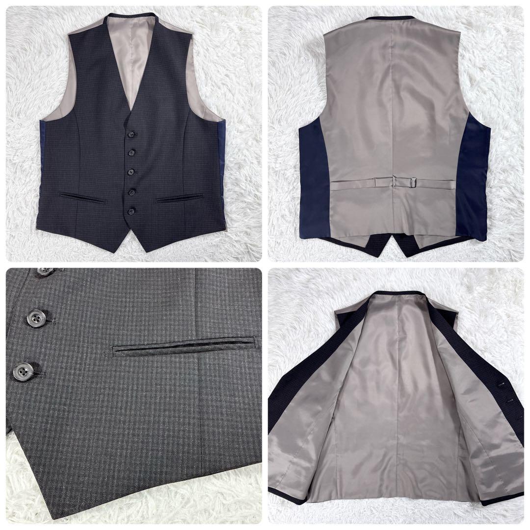 パーフェクトスーツファクトリー スリーピーススーツ ブラウン AB6 大きい