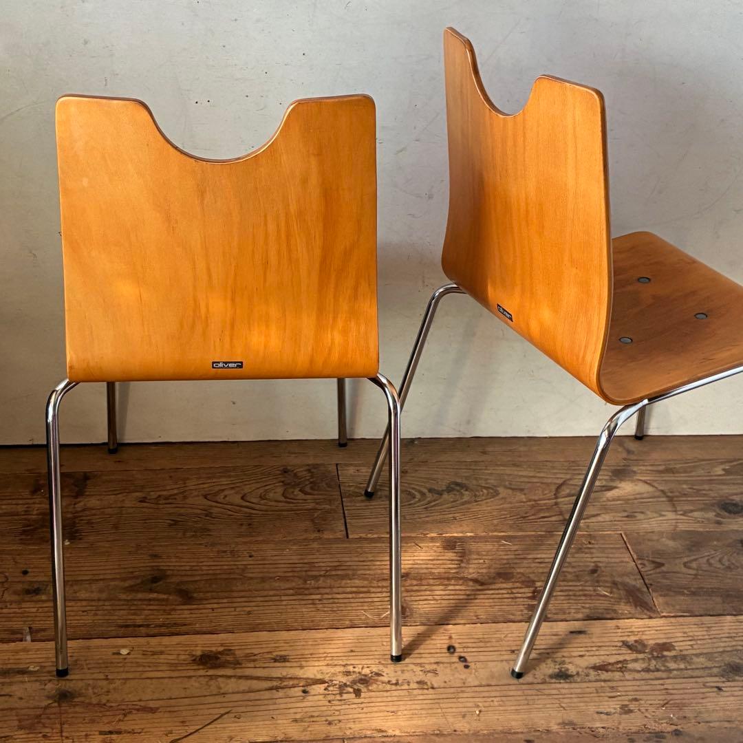 2脚セット ヴィンテージ プライウッド スタッキングチェア