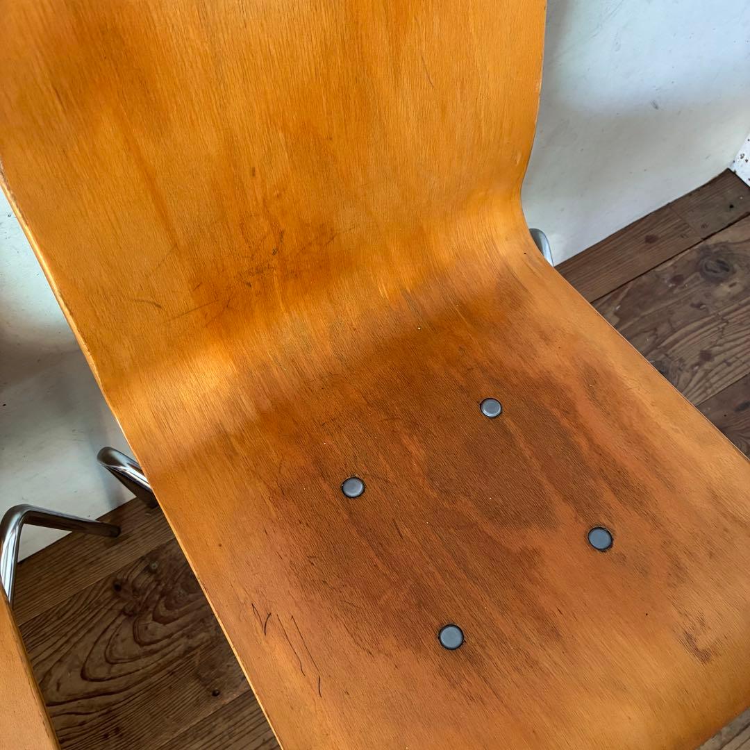 2脚セット ヴィンテージ プライウッド スタッキングチェア