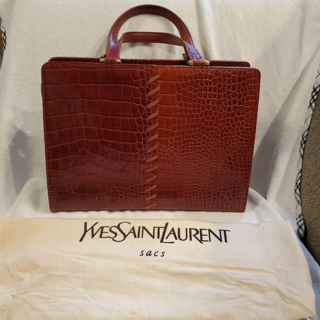 艶々Yves Saint Laurentブラウンビジネスバッグ☆イヴサンローラン