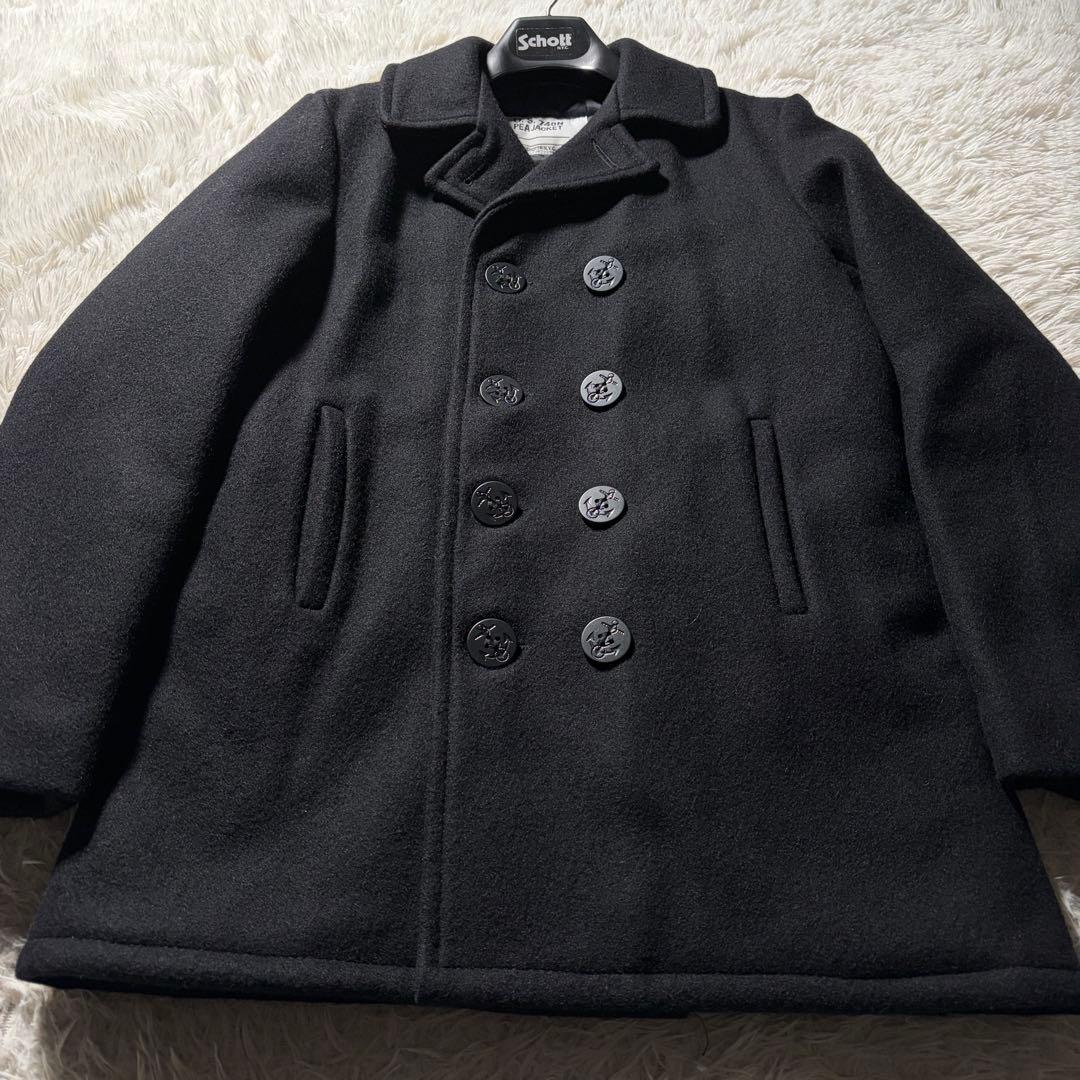 未使用級■schott ピーコート　740BTG キルティング　ブラック　20