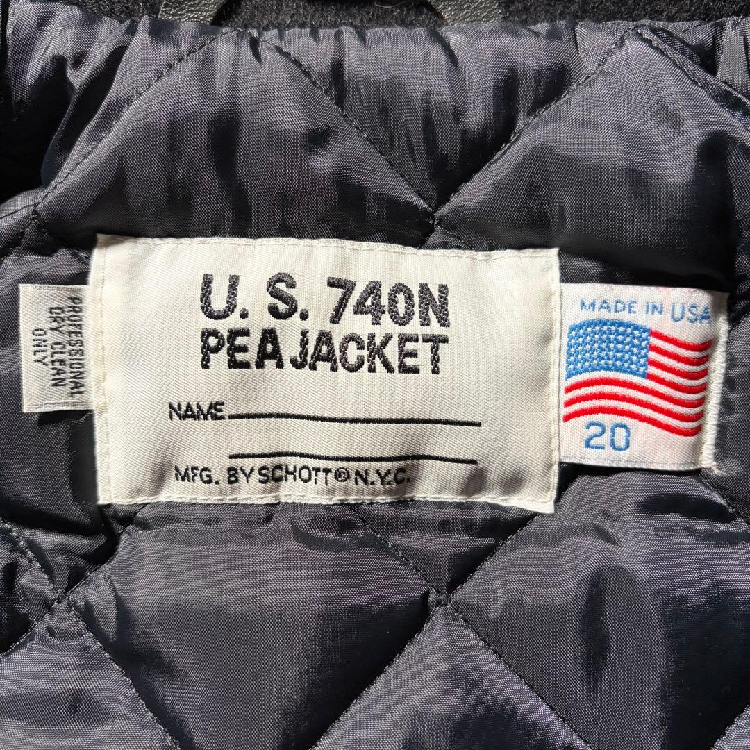 未使用級■schott ピーコート　740BTG キルティング　ブラック　20