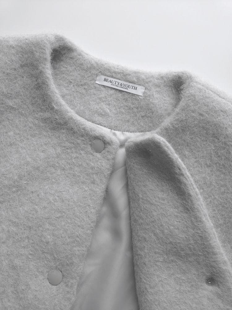 今季新作 BEAUTY&YOUTH 新品 ブークレーノーカラーブルゾン＊LT.灰