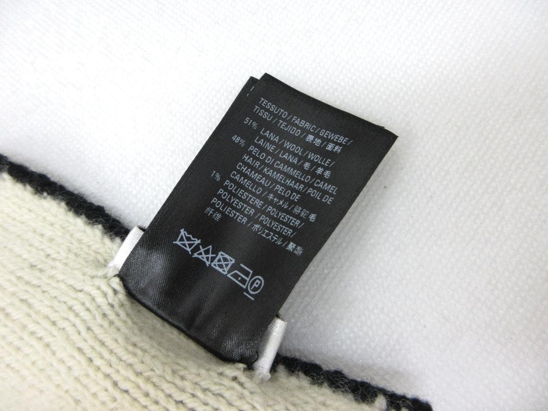 バレンシアガ マフラー ウール 黒 ロゴ 総柄 メンズ 約40×240cm a