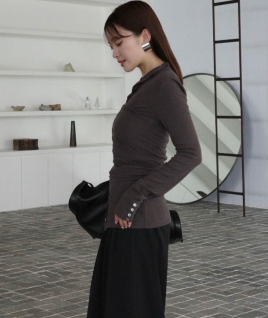 今期新作【anuans】テンセルウールレイヤーカットトップス