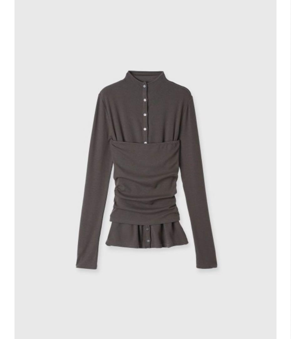 今期新作【anuans】テンセルウールレイヤーカットトップス