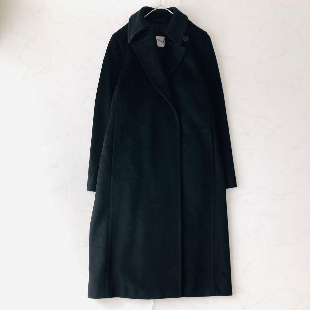 美品✨️キャメル100% マックスマーラ　最高級ライン白タグ　チェスターコート　黒