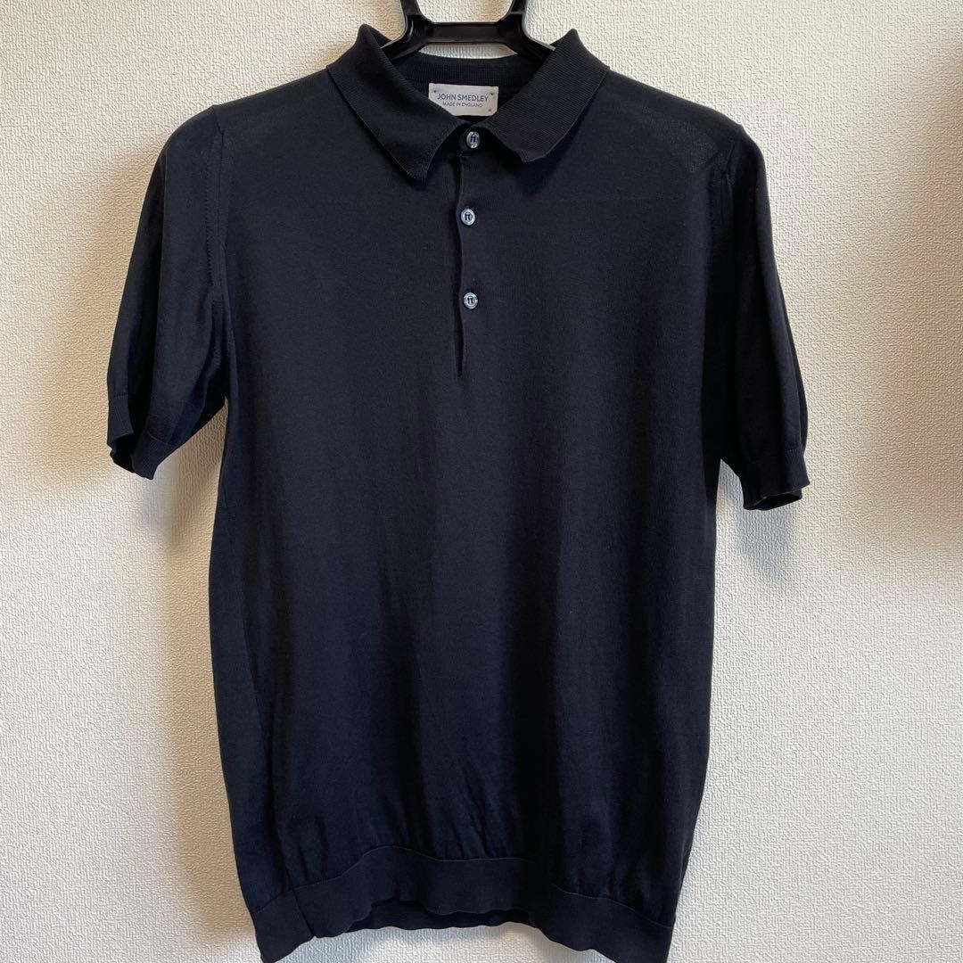 JOHN SMEDLEY KIERAN 30ゲージ コットン ニットポロ　色:黒