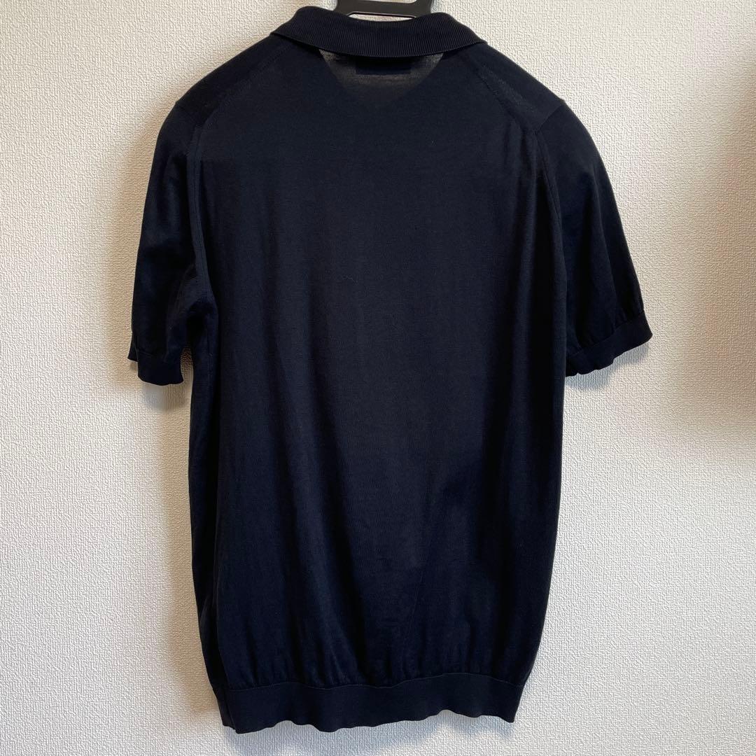 JOHN SMEDLEY KIERAN 30ゲージ コットン ニットポロ　色:黒