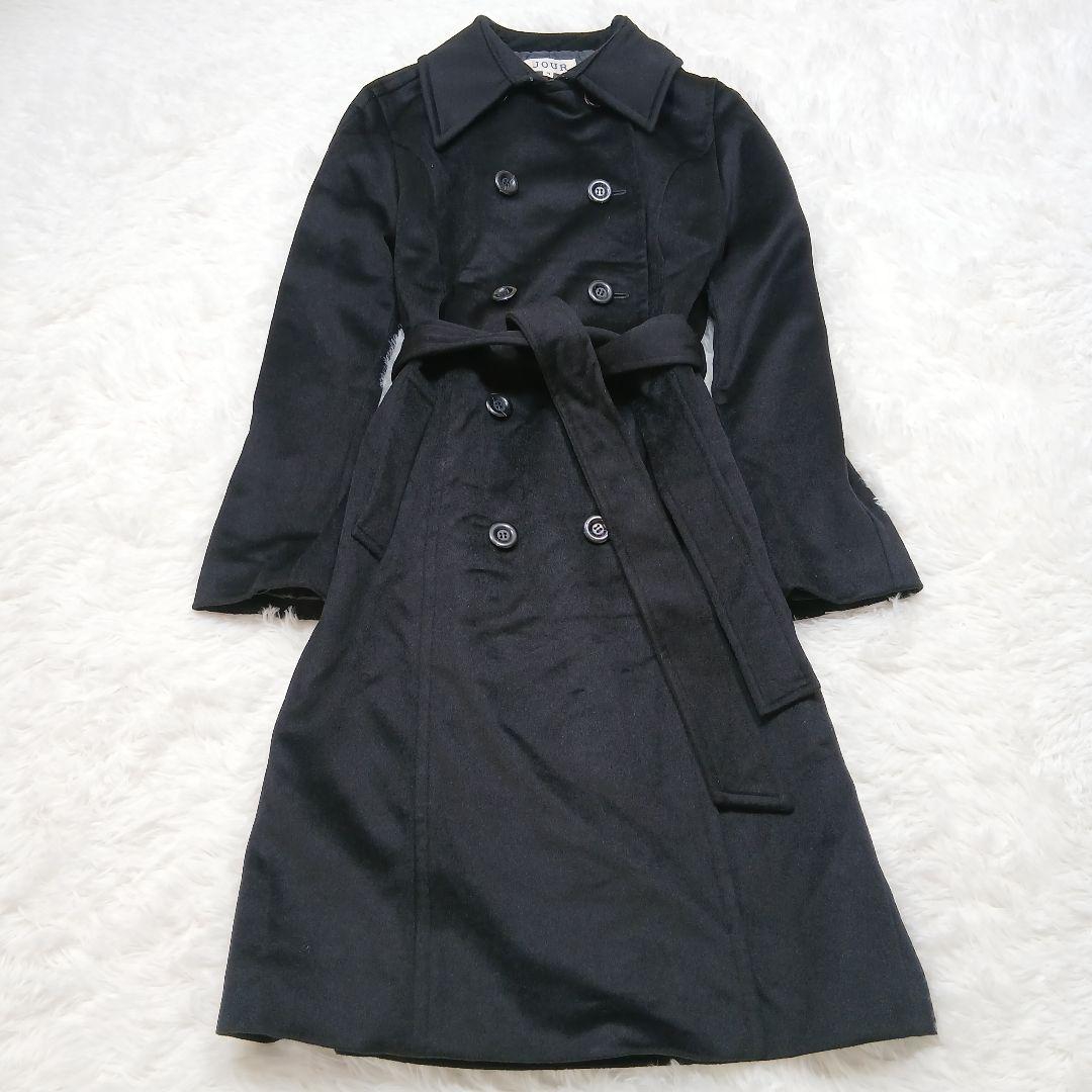 極美品　ジュール　ロングコート　ベルト付き　日本製カシミヤ100％　黒　Mサイズ