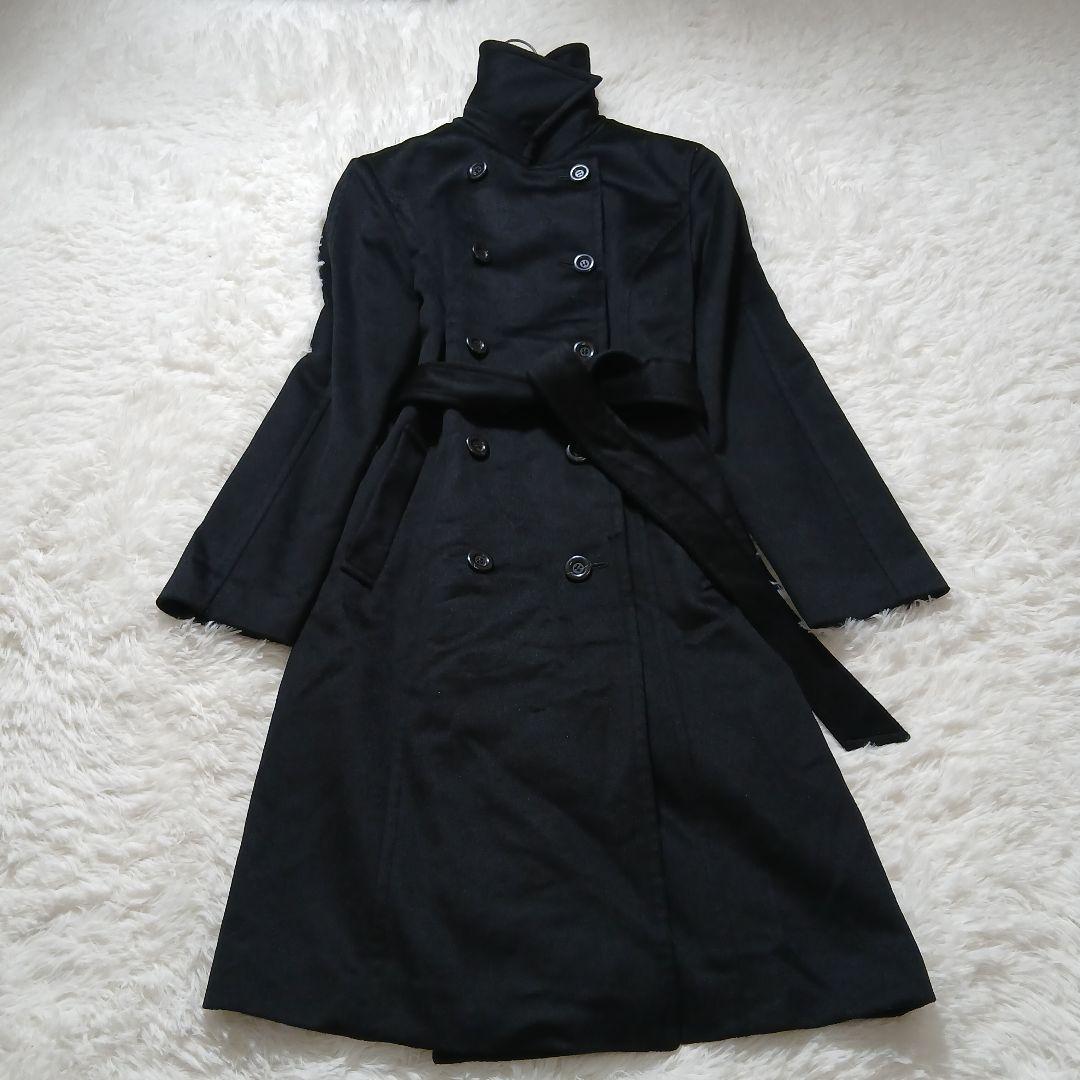 極美品　ジュール　ロングコート　ベルト付き　日本製カシミヤ100％　黒　Mサイズ