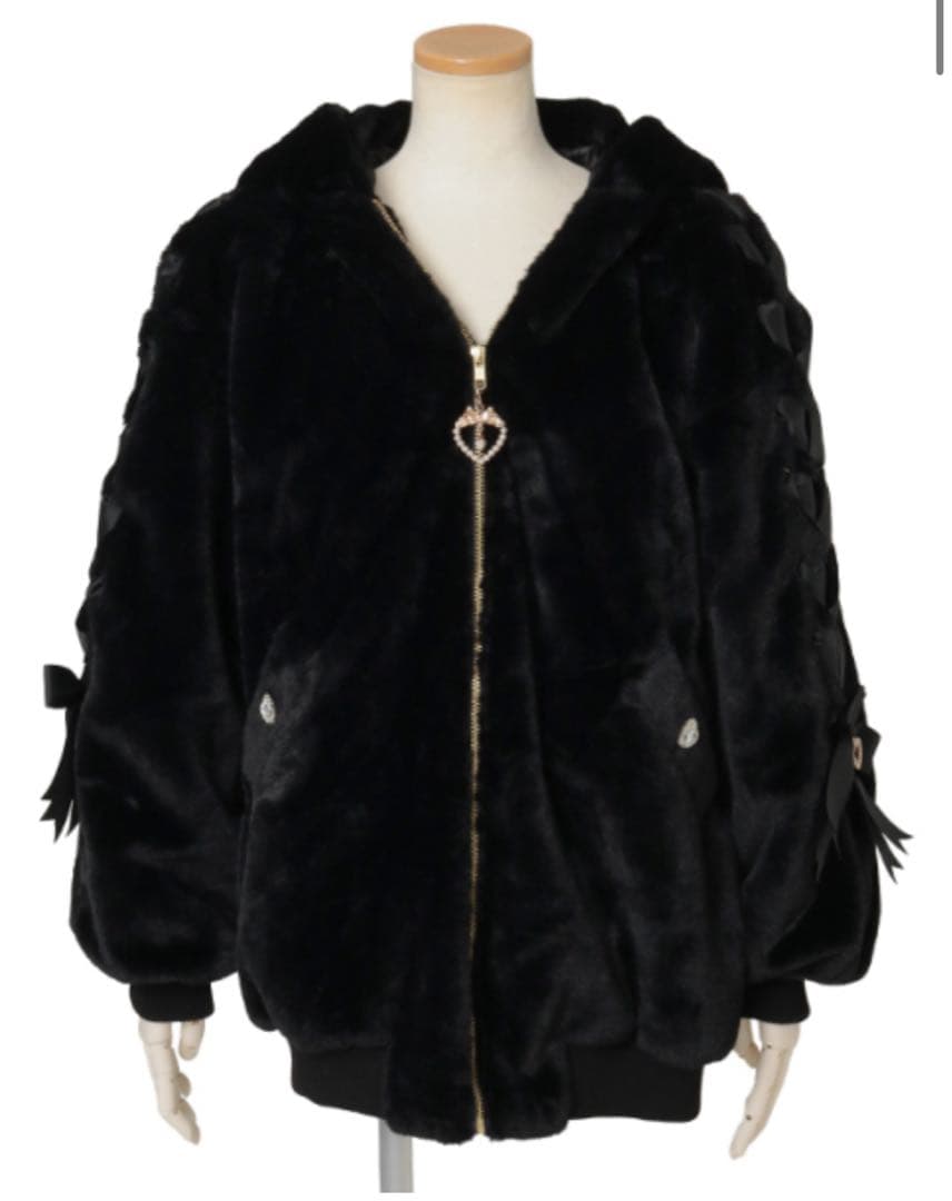 最終値下げLIZLISA リボンうさみみファーブルゾン ブラック