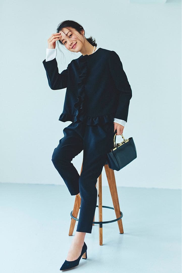 YOKOCHAN ラッフルフロントノーカラージャケット/36