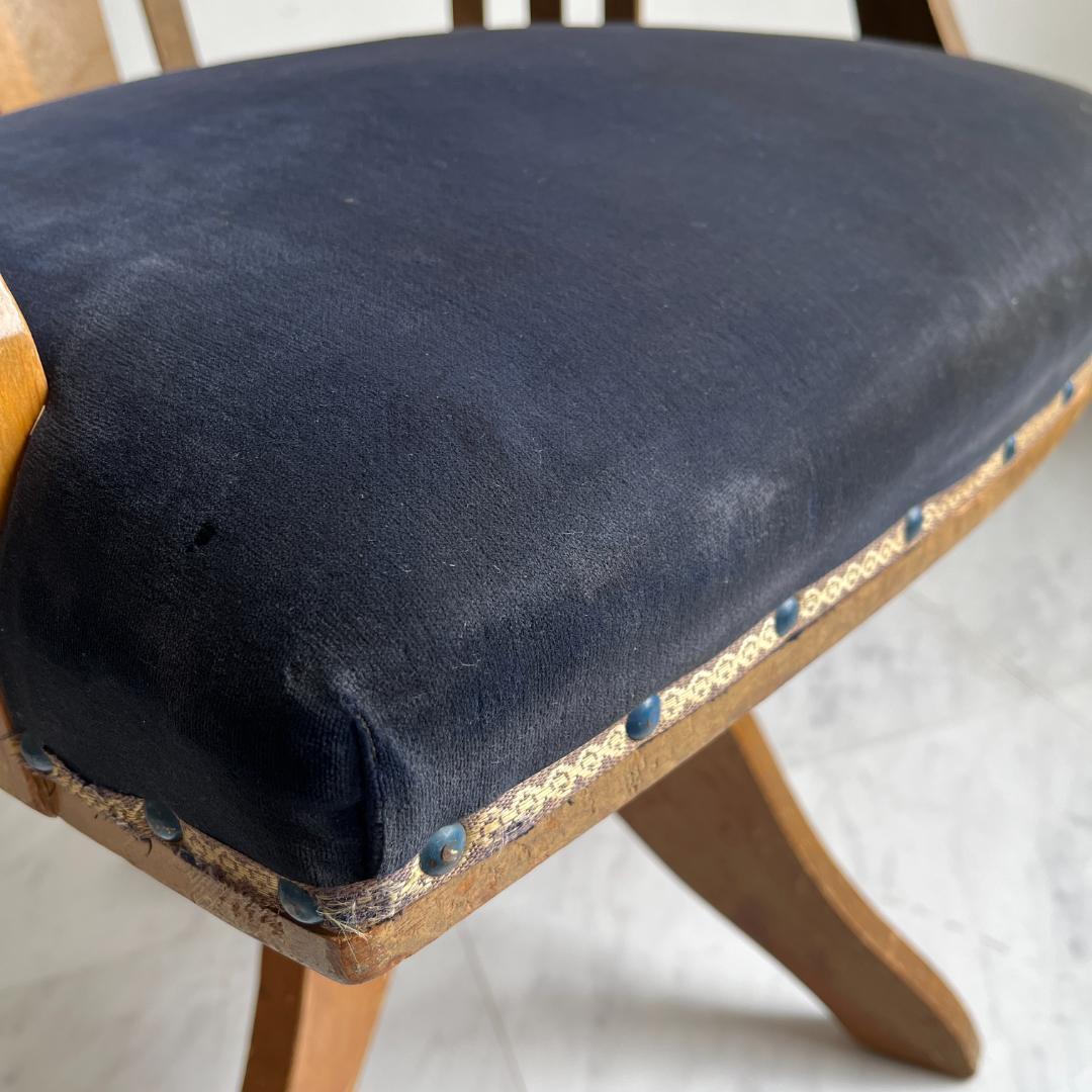 古い木製回転椅子 ドクターチェア ベロアシート ヴィンテージ レトロ 中古